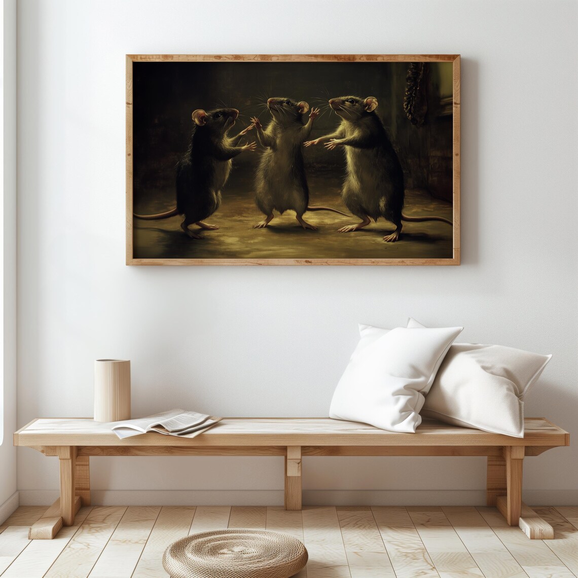 Antique Rats Oil Painting Print, Dark Academia Decor - Image 3