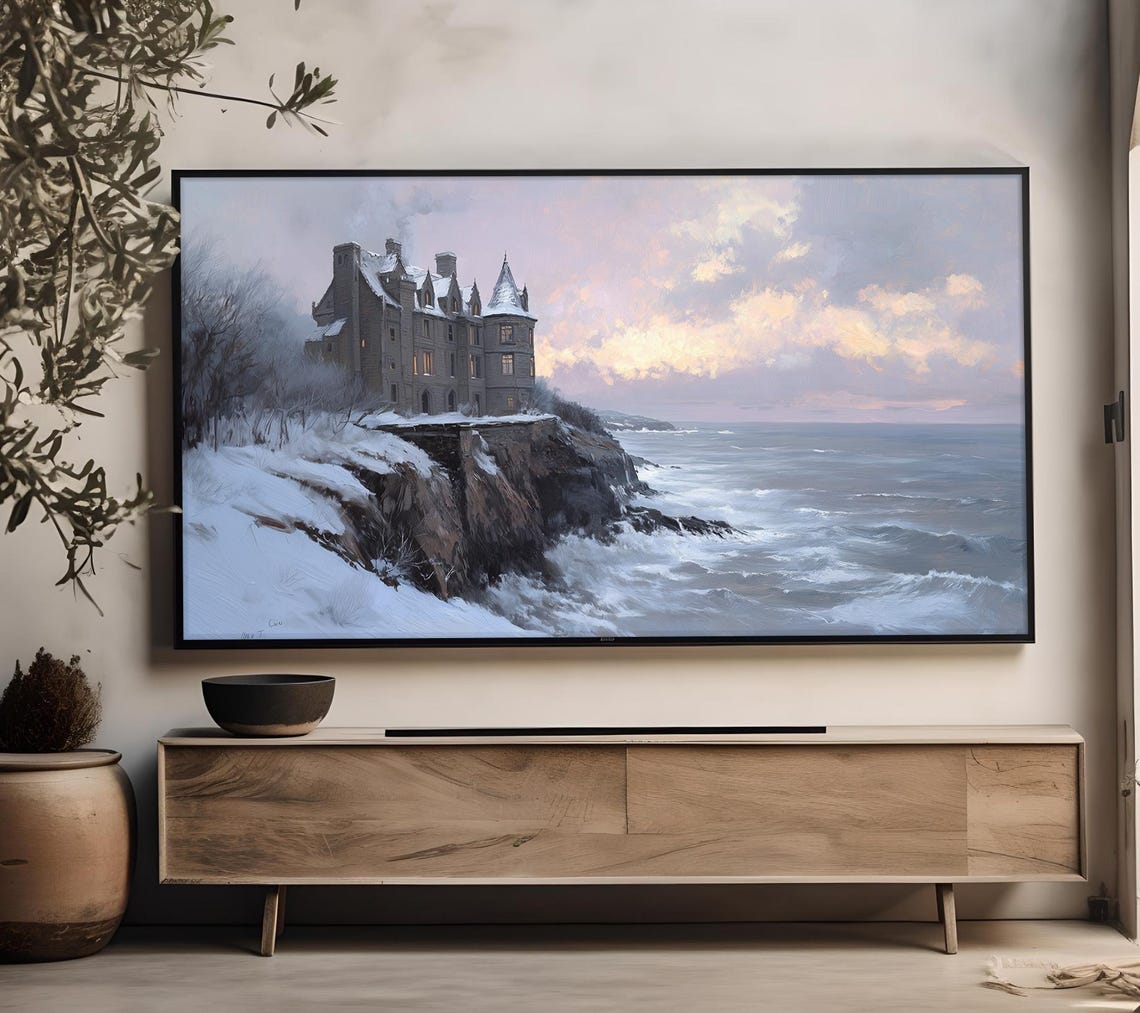 Castle Oil Painting Frame Tv Art Vintage Nature Oil Painting Sea Oil Painting Landscape Oil Painting Instant Art Tv59 - Image 4