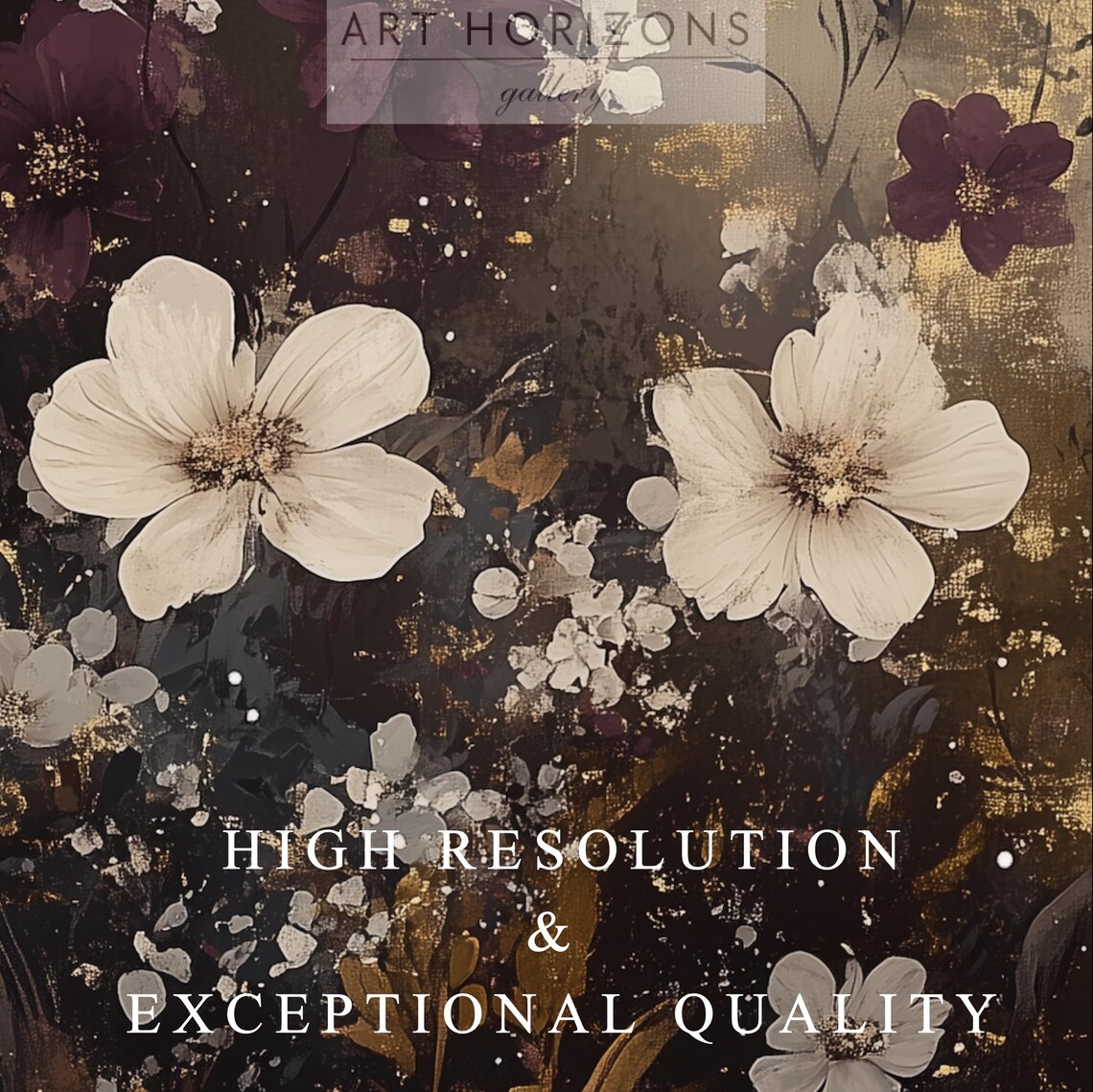 Burgundy And Cream Flowers With Golden Light Dark Floral Art Poster - Image 3