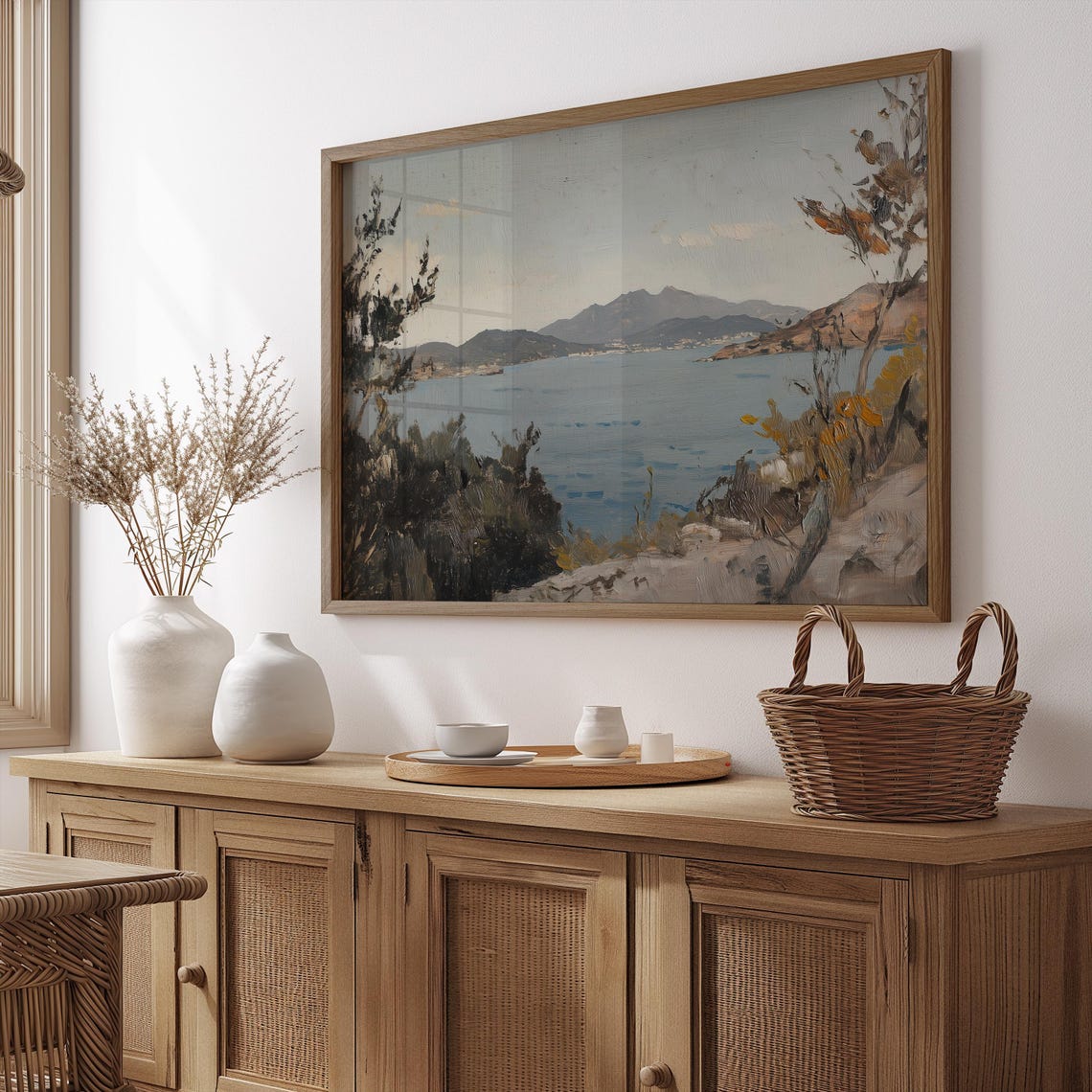 Mediterranean Bay With Mountains Rocky Coast Impressionist Art Poster - Image 2