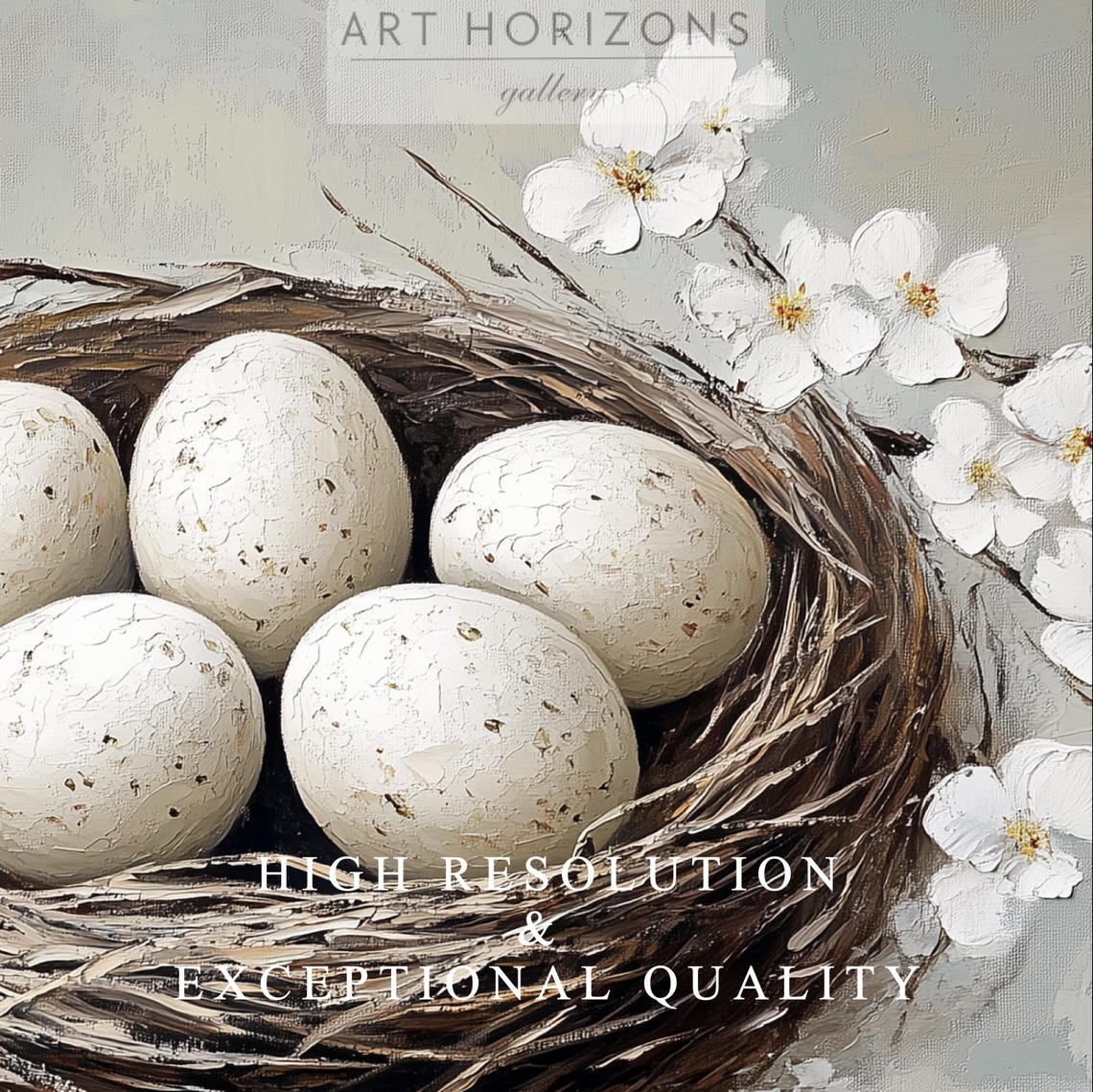 Bird Nest Eggs Cherry Blossoms Spring Vintage Easter Wall Art Poster - Image 4