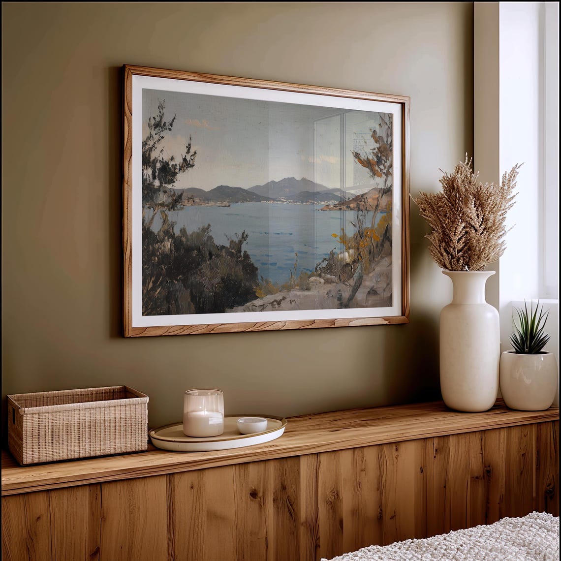 Mediterranean Bay With Mountains Rocky Coast Impressionist Art Poster - Image 4