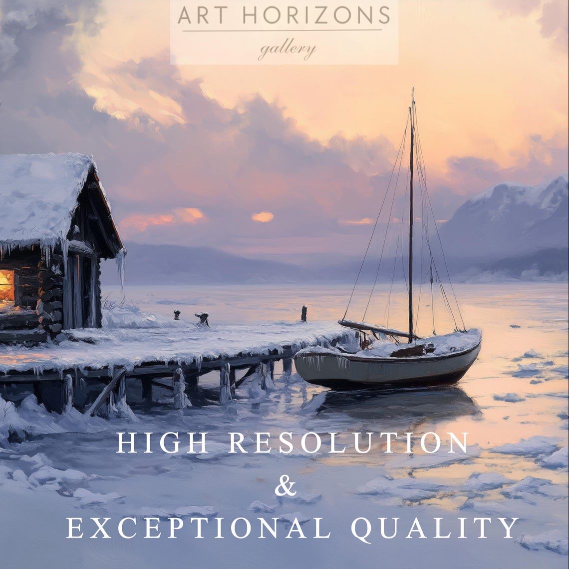 Winter Coastal Sailboat Frame Tv Art Vintage Style Seascape Lake Oil Painting Nautical Ocean Frozen Landscape Lg Screensaver Tv85 - Image 3