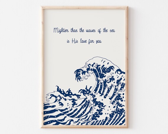 Mightier Than The Waves Print Psalm 934 Print Bible Scripture Art Minimalist Christian Art Trendy God Bible Art Modern Christian Print