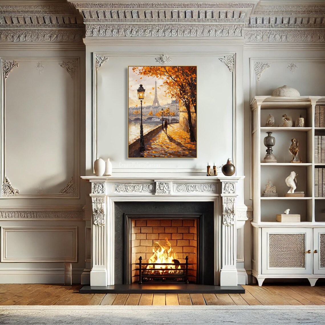 Paris Street Autumn, Eiffel Tower Oil Painting Art Print - Image 3