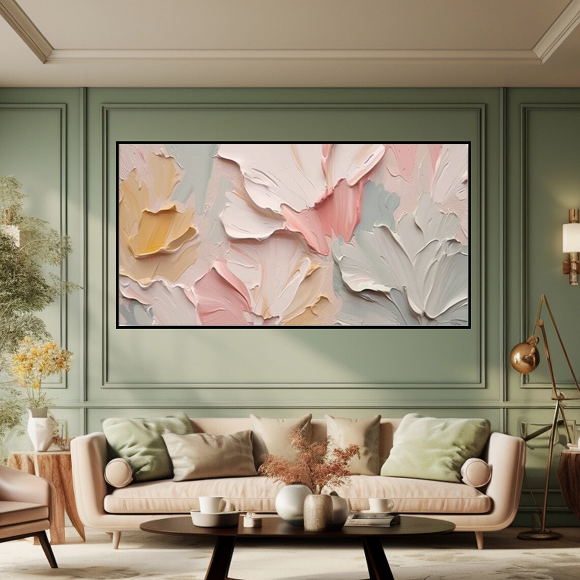 Abstract Flower Painting, Soft Color Spring Wall Art Print - Image 3