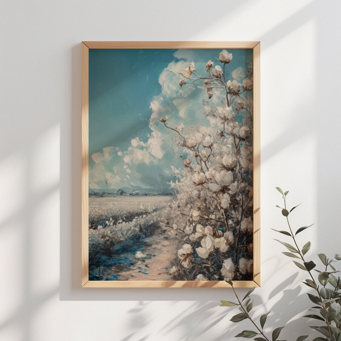 Cotton Field Vintage Farmhouse Wall Art Print - Image 2