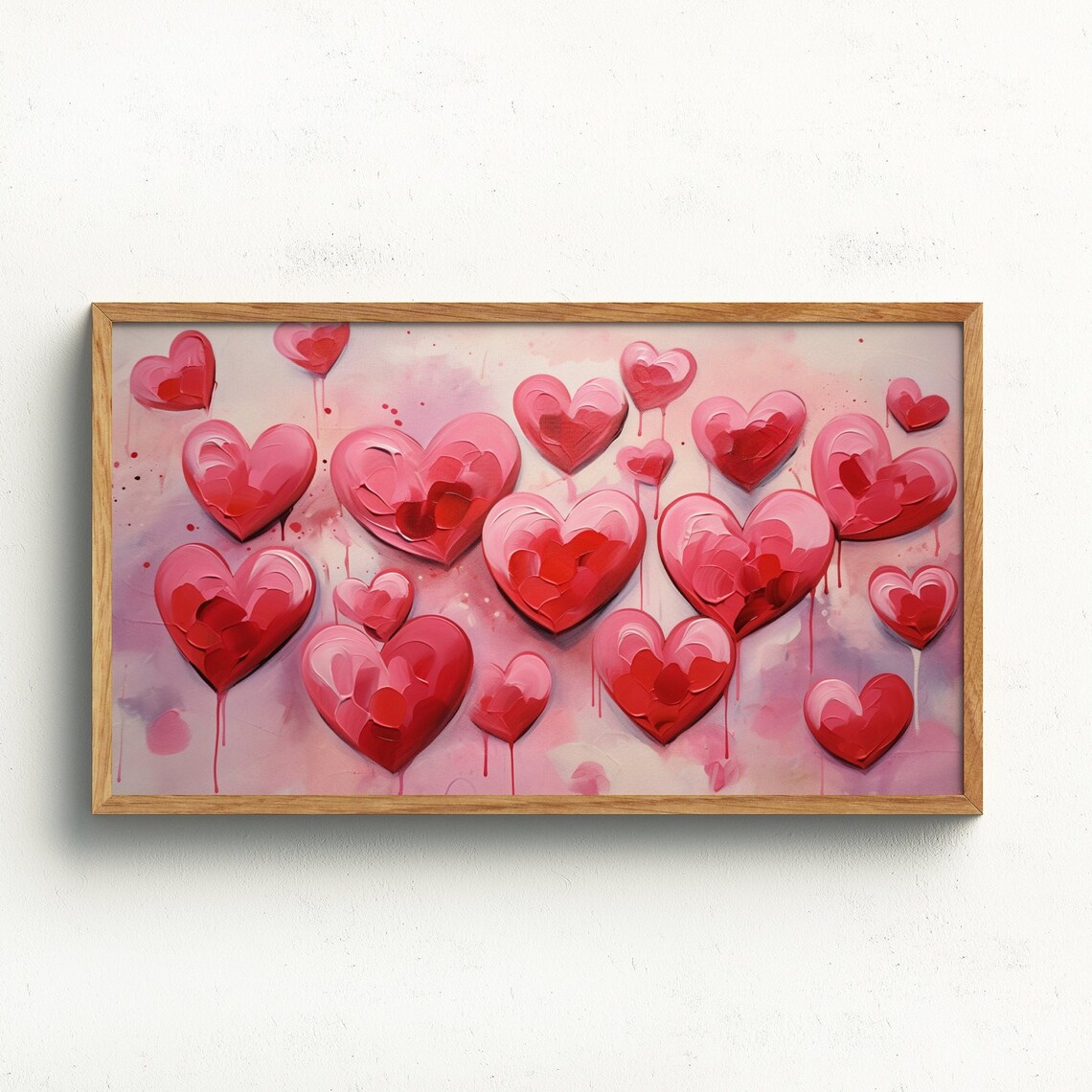 Red And Pink Impasto Hearts Valentine Day Love Romance Art Poster
