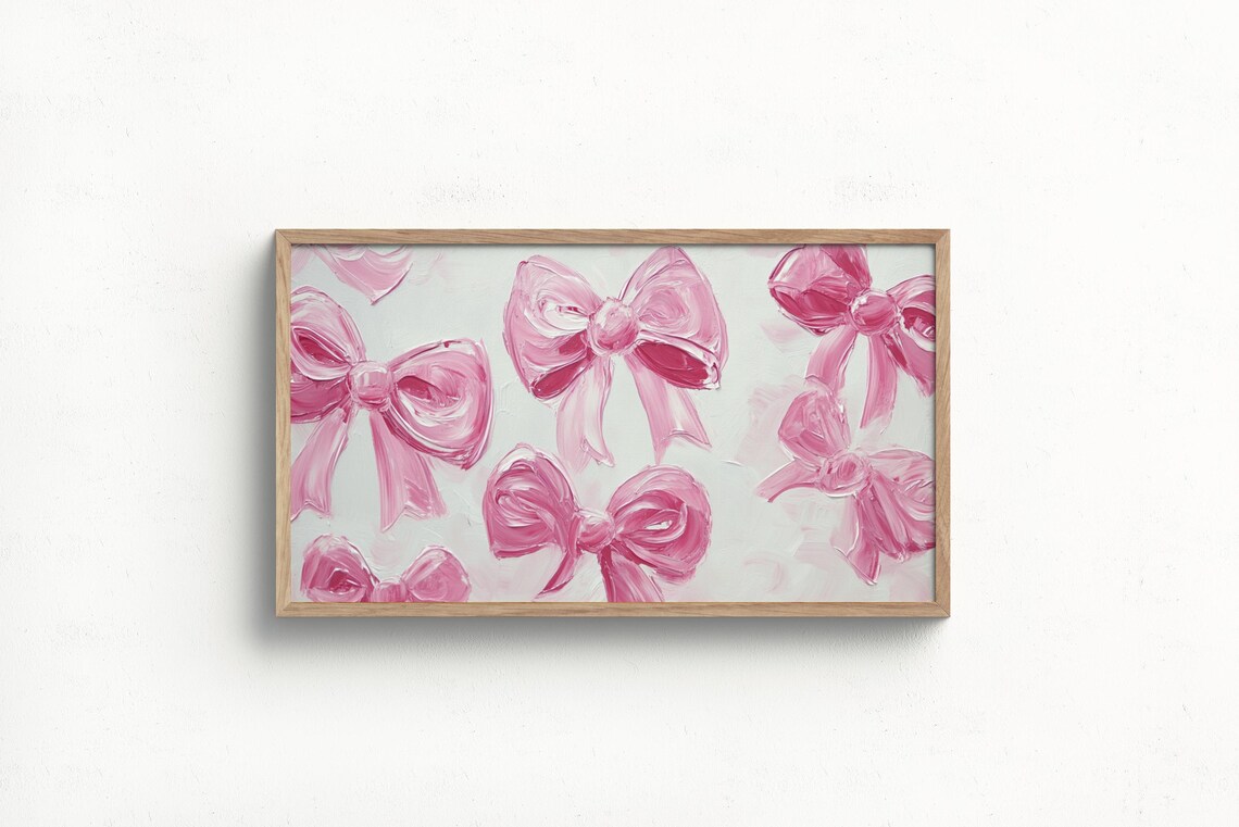 Pink Bows Valentine's Day Vintage Spring Art Print - Image 2