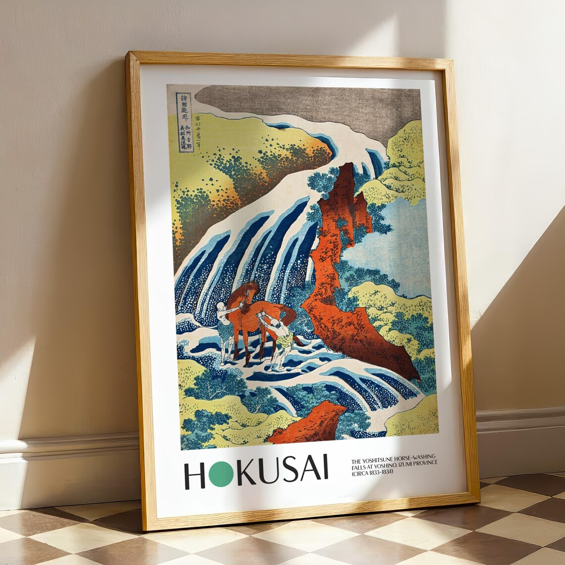 Katsushika Hokusai Yoshitsune Horse Washing Falls, Vintage Japan