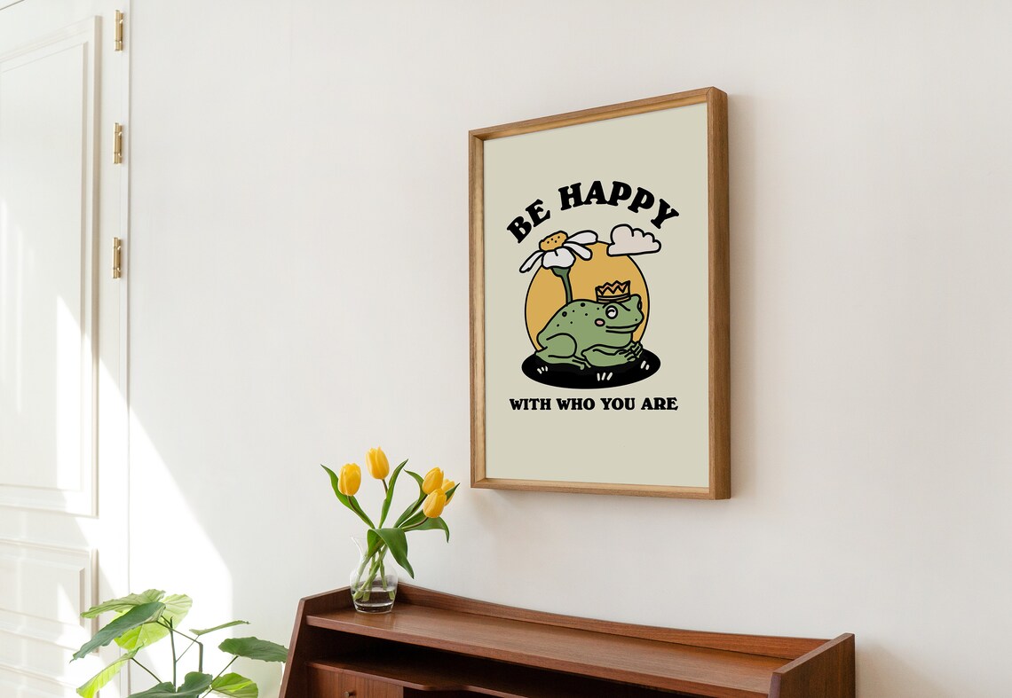 Cute Frog Love Yourself Quote Poster, Positive Decor - Image 2