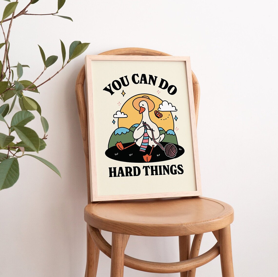 Cute Goose Motivation Quote Retro Style Art Print - Image 3