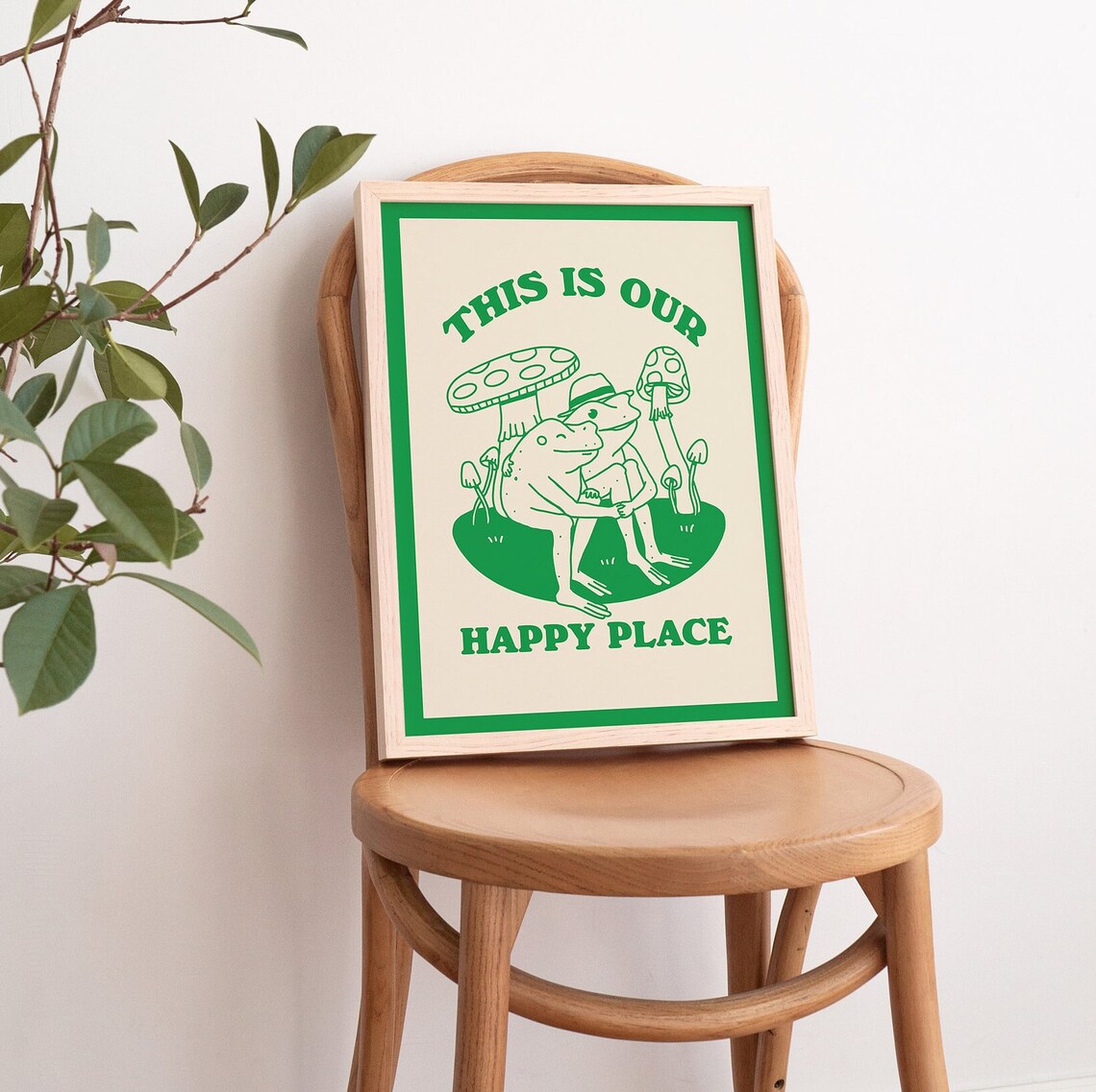 Retro Frog Mushroom Quote Poster, Cottagecore Style - Image 3