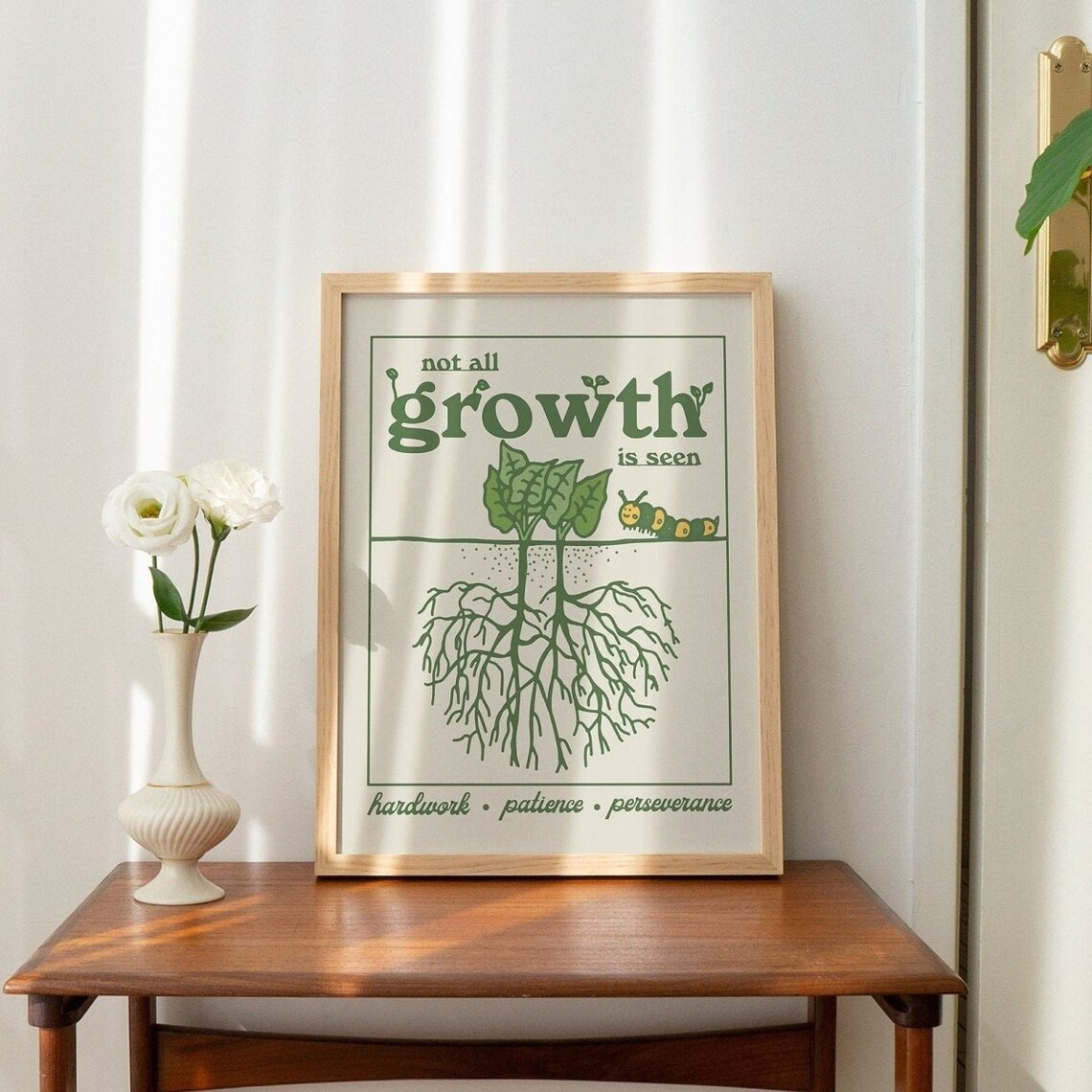 Not All Growth Is Seen Green Botanical Motivational Wall Poster - Image 3