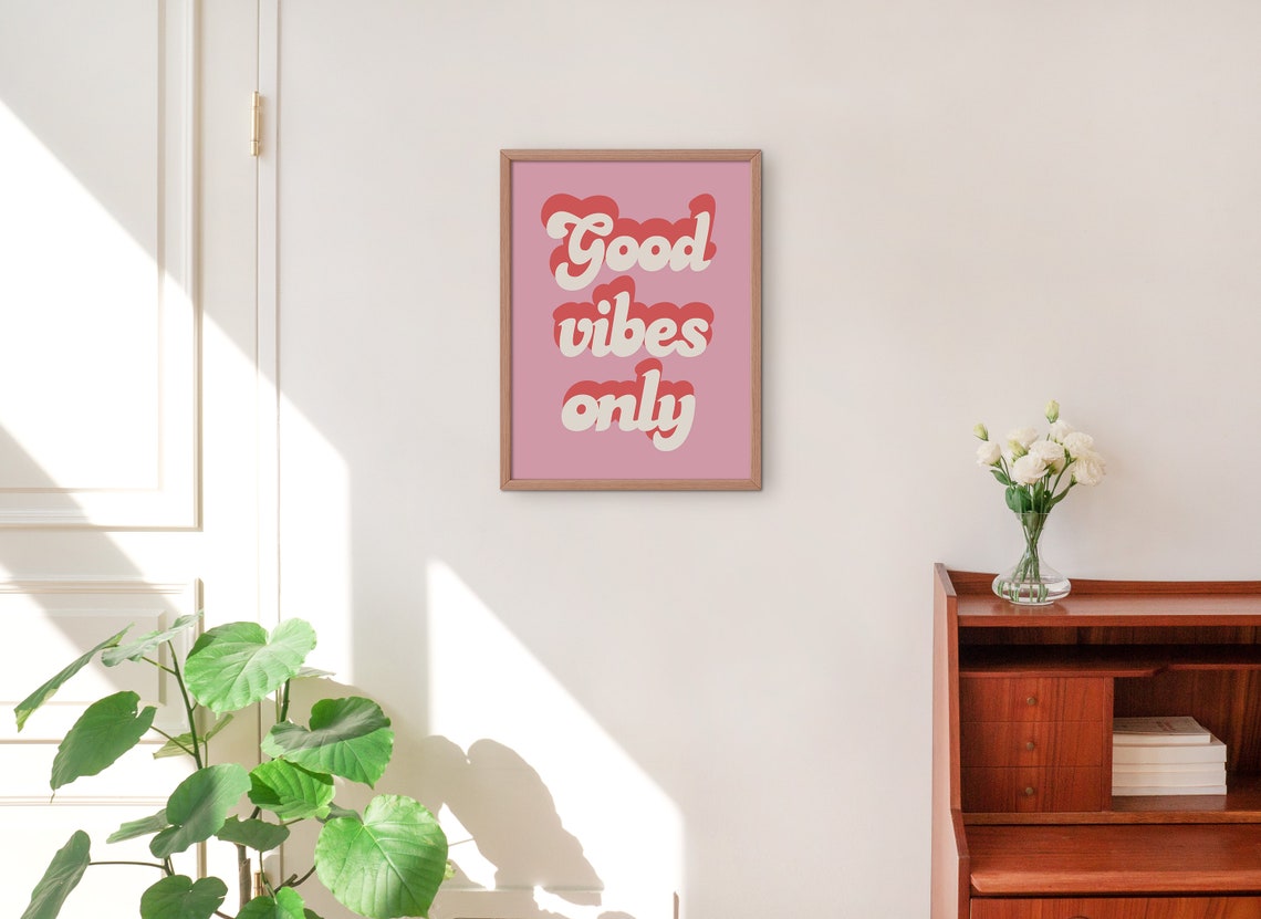 Good Vibes Only Retro Groovy Typography Pink Dorm Room Poster - Image 2