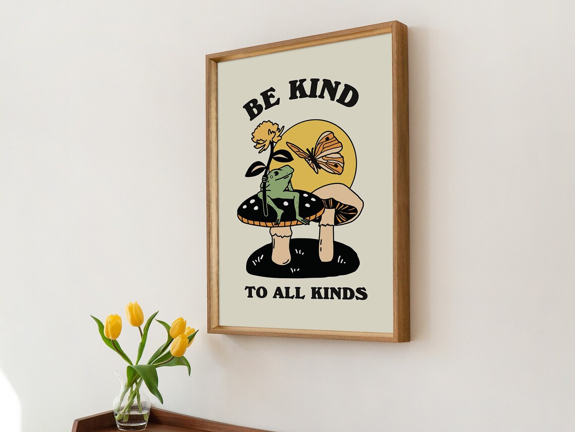 Kind Frog Butterfly Vintage Style Art Print - Image 2