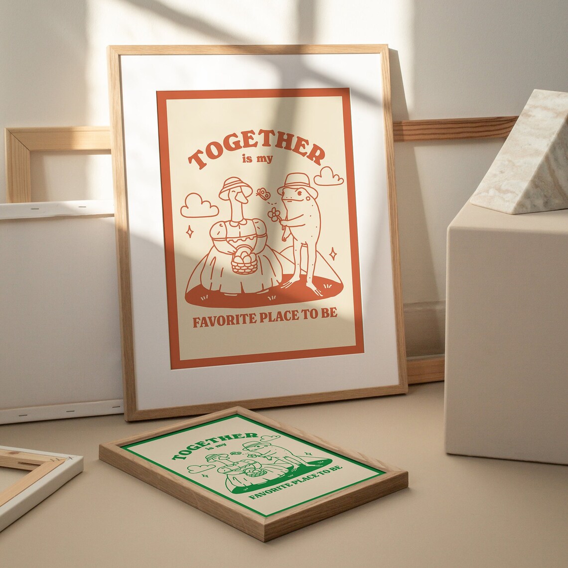 Cute Frog And Goose Romantic Cottagecore Poster - Image 3