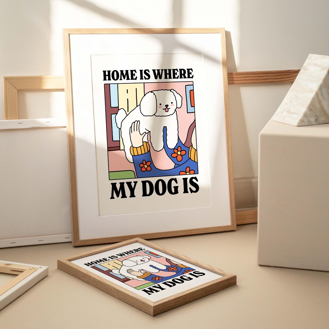Cute Dog Print, Home Is Where My Dog Is Art Print - Image 3