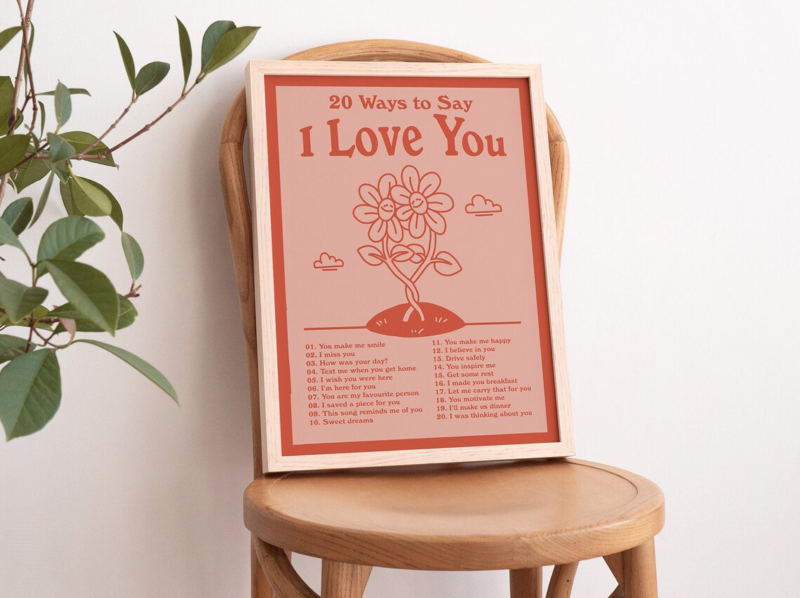 20 Ways To Say I Love You Red Floral Sweet Gestures Wall Poster - Image 3