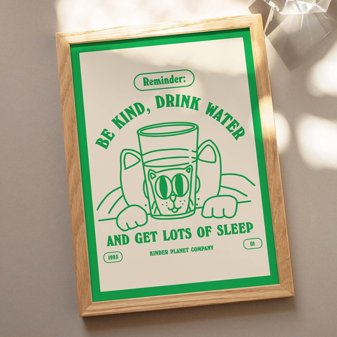 Retro Cat Water Print, Be Kind Drink Water - Image 2