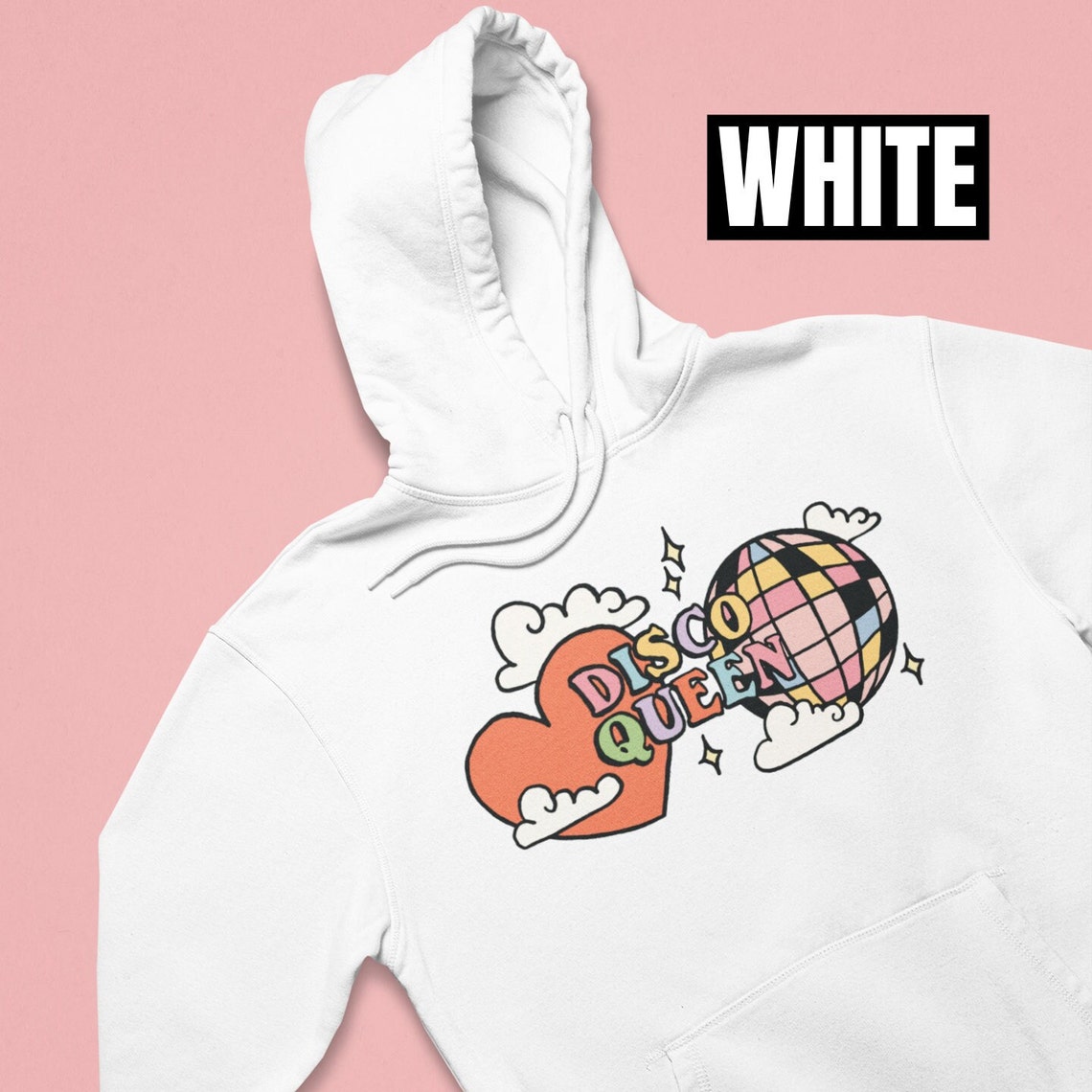 Groovy Disco Oversized Hoodie 80s Retro Womens Hoodie Trendy Tiktok Vsco Pinterest Graphic Hoody Cosy Hippie Hoody Retro Quote Hoody - Image 2
