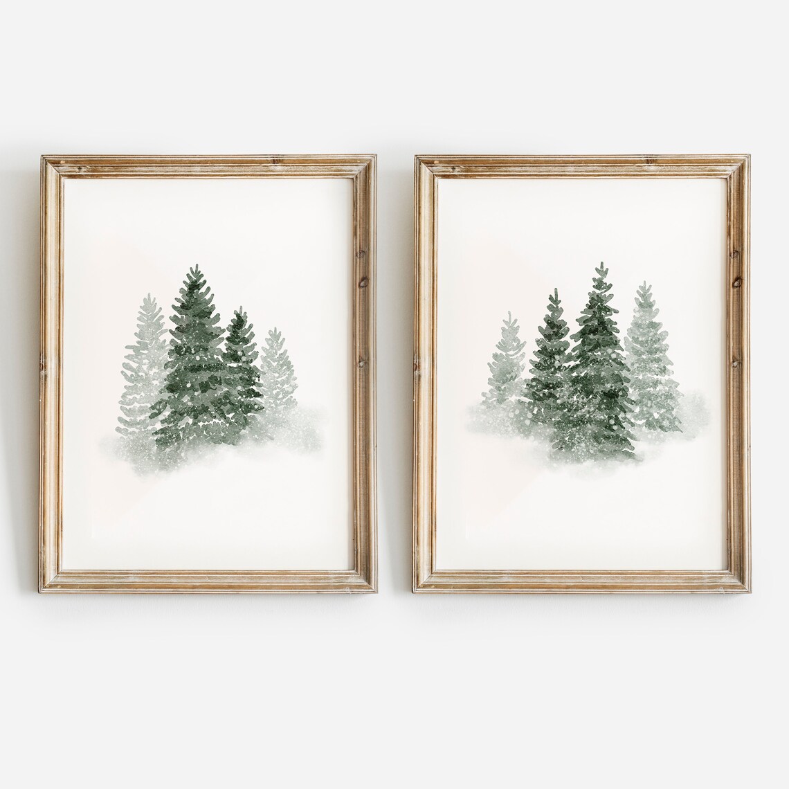 Christmas Winter Forest Pine Tree Watercolour Art Print - Image 2