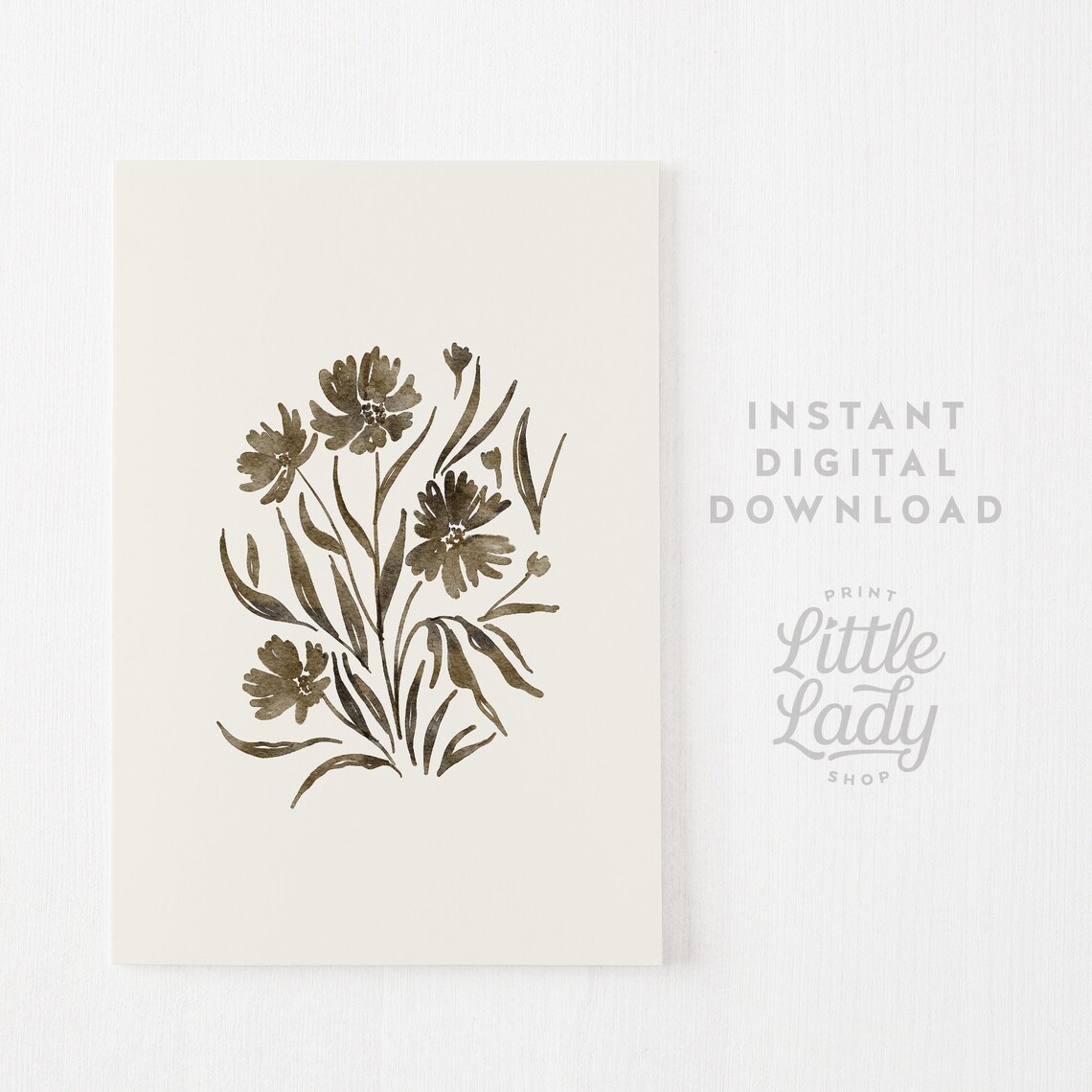 Muted Wildflower Painting, Neutral Floral Art Print - Image 4