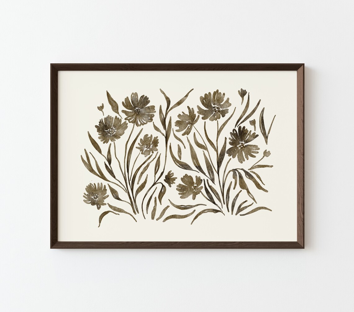 Neutral Wildflower Botanical Art Print, Vintage Inspired - Image 2