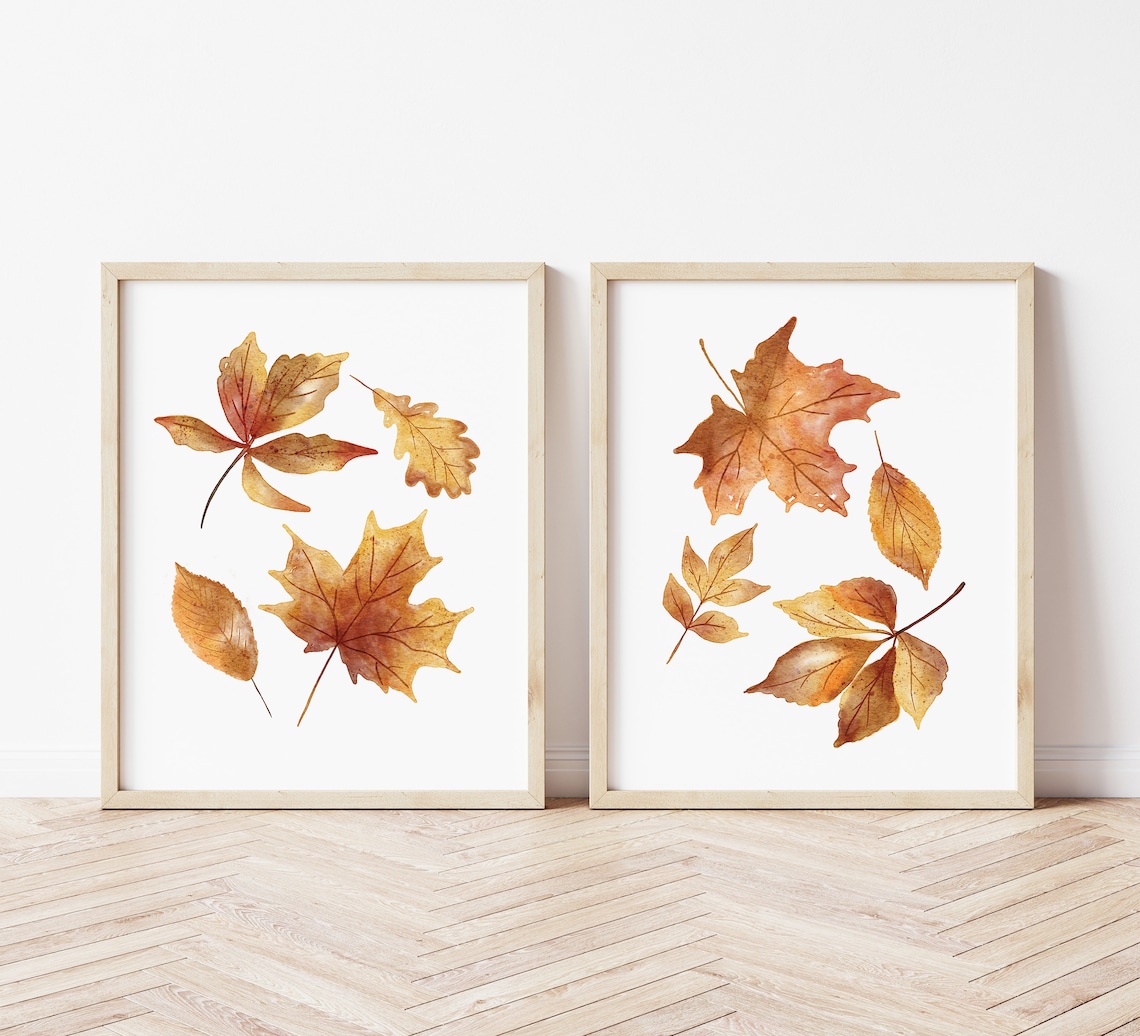 Watercolour Falling Leaves Fall Art Print - Image 2