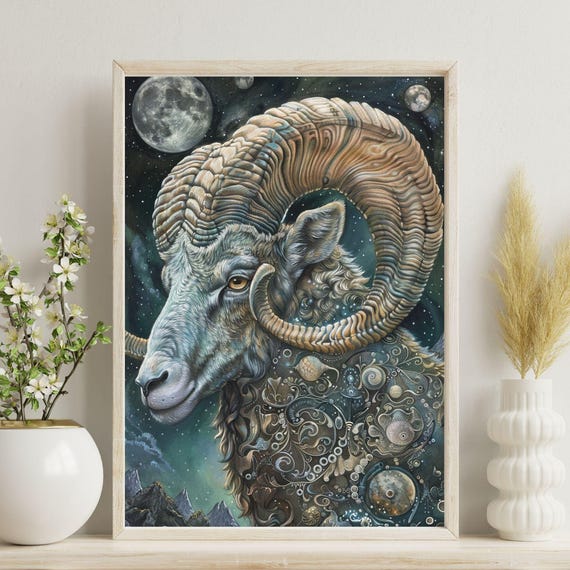 Aries Zodiac Poster Astrology Print Star Sign Horoscope Wall Art Gift For Her Spiritual
