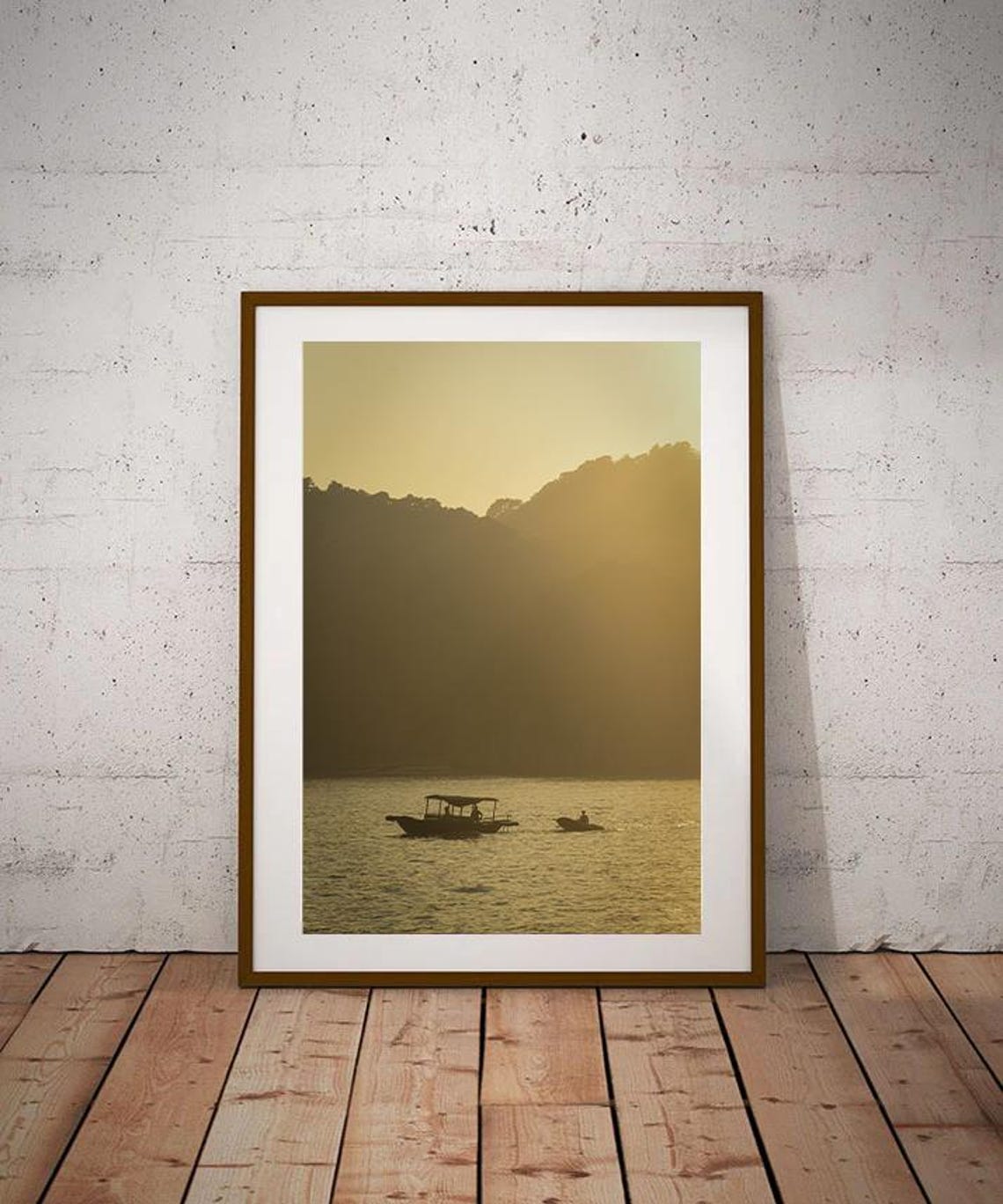 Ha Long Bay Golden Mist Boats Karst Mountains Vietnam Photo Poster
