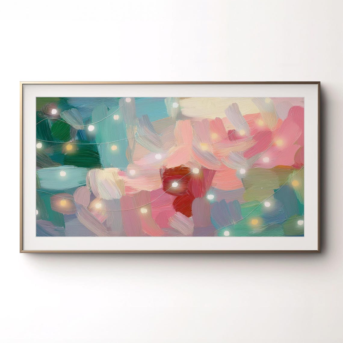 Colorful Abstract Painting String Lights Festive Brushstroke Poster - Image 3