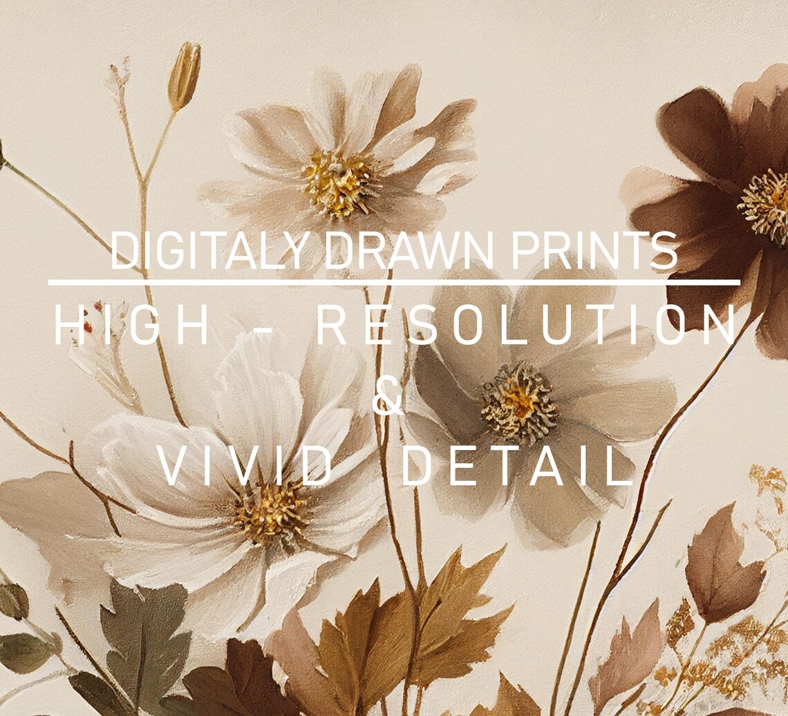 Fall Wild Flowers Art Print, Vintage Meadow Painting - Image 2