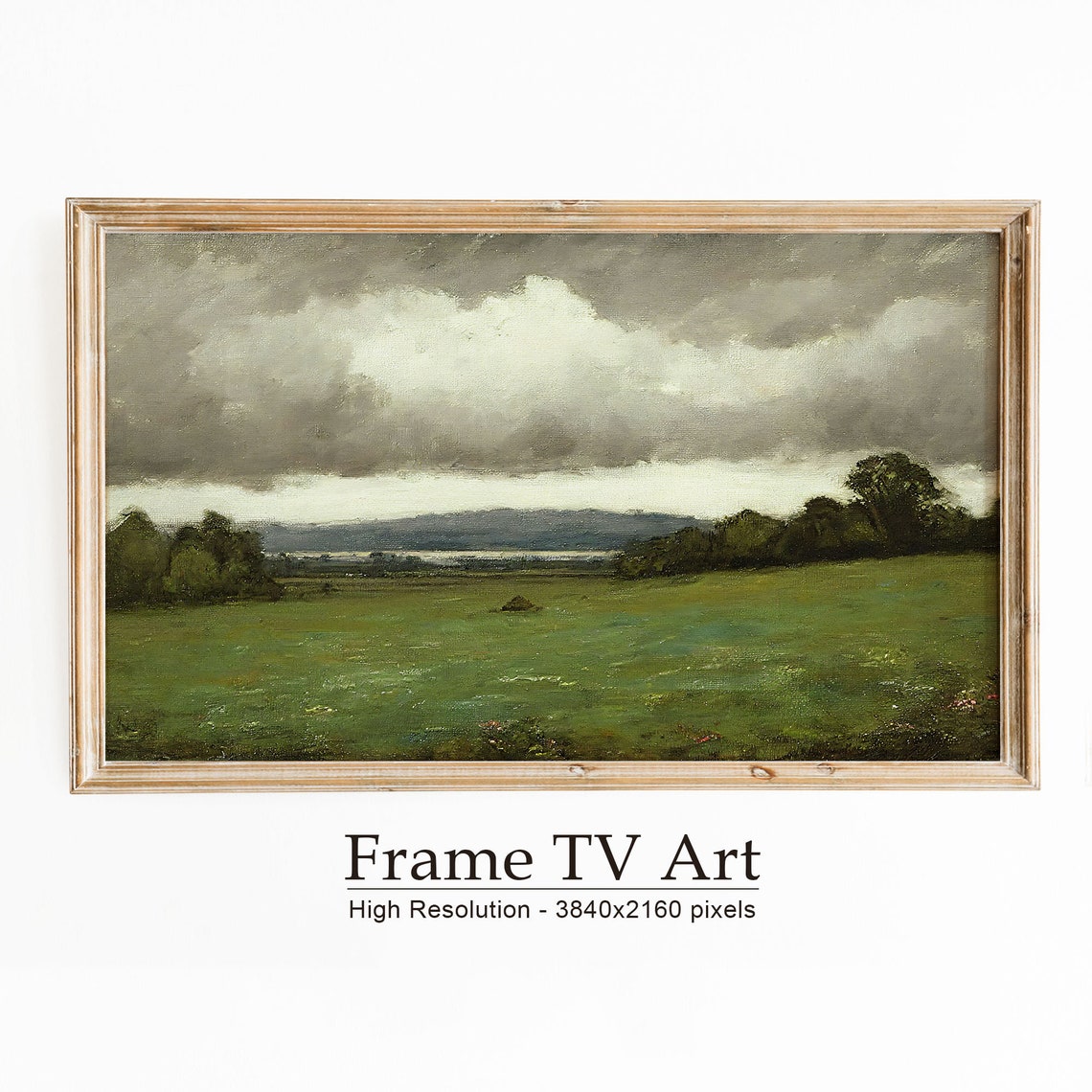 Frame Tv Art Landscape Field Farmhouse Decor Vintage Landscape Oil Painting Vintage Oil Painting