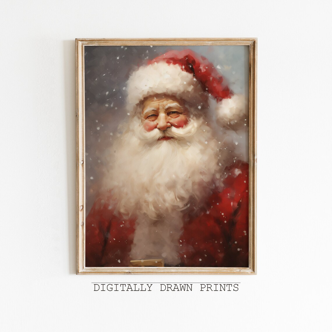 Santa Claus Portrait Rosy Cheeks Vintage Oil Painting Poster