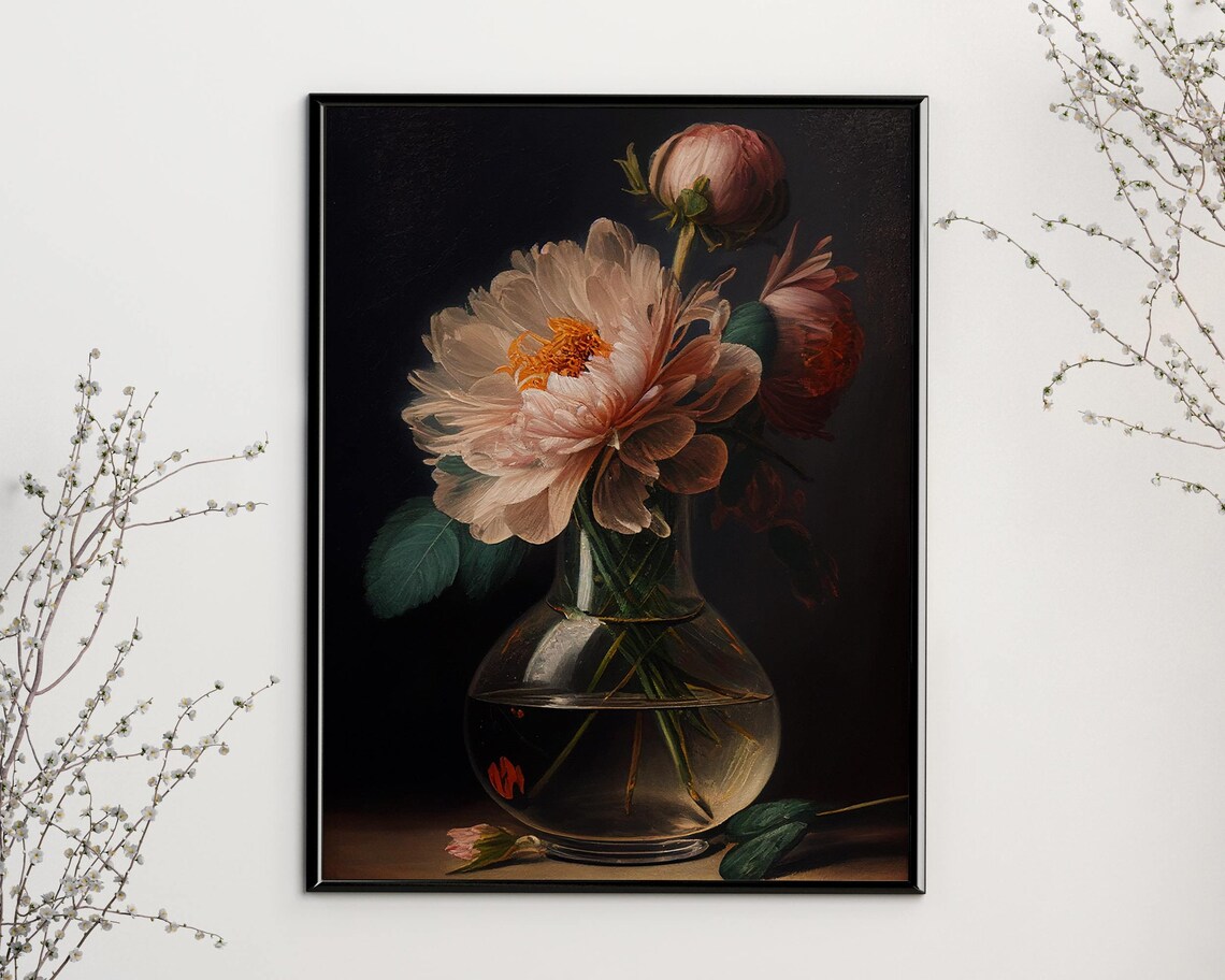 Moody Vintage Dark Floral Print, Dark Academia - Image 2