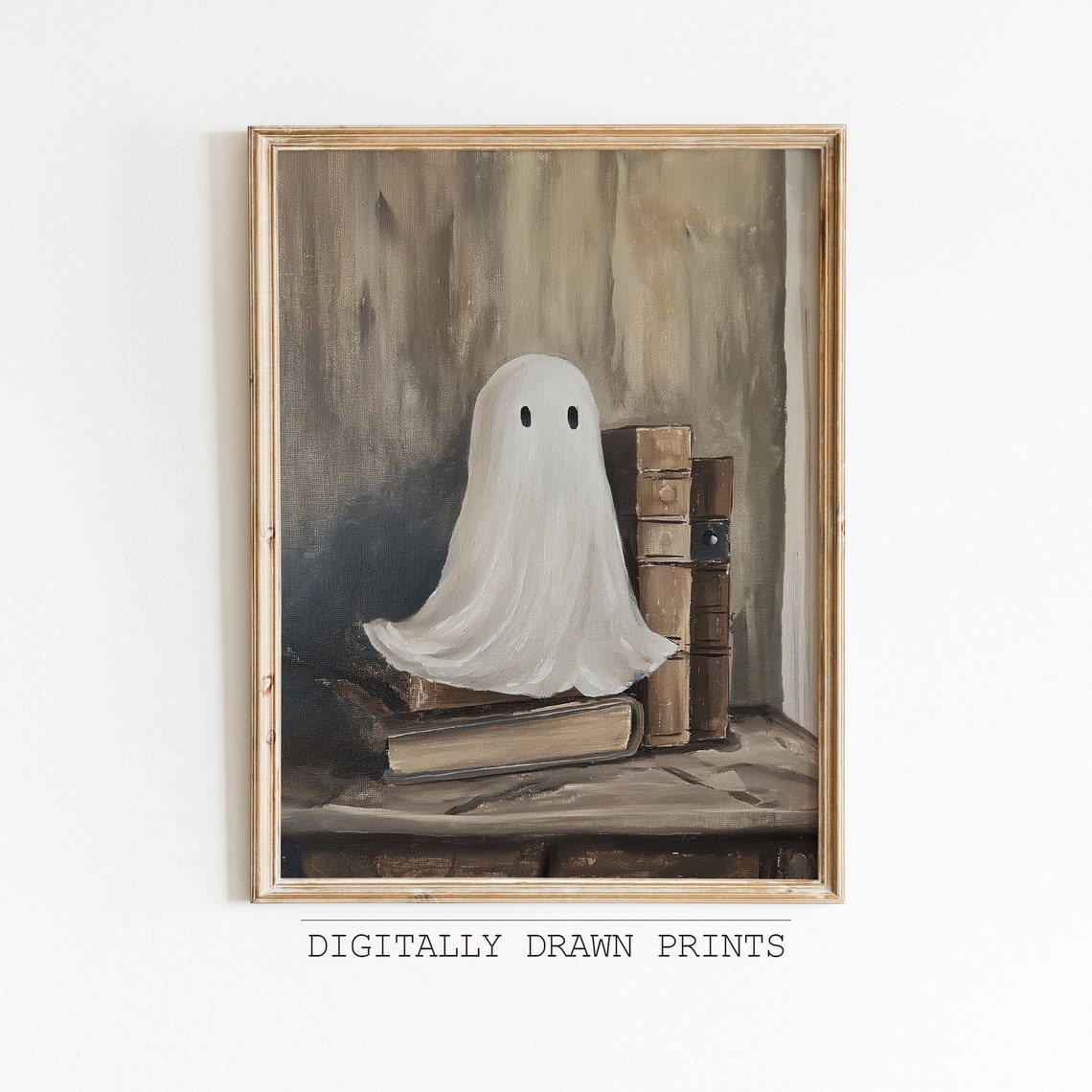 Cute Ghost Library Old Books Spooky Halloween Dark Academia Poster
