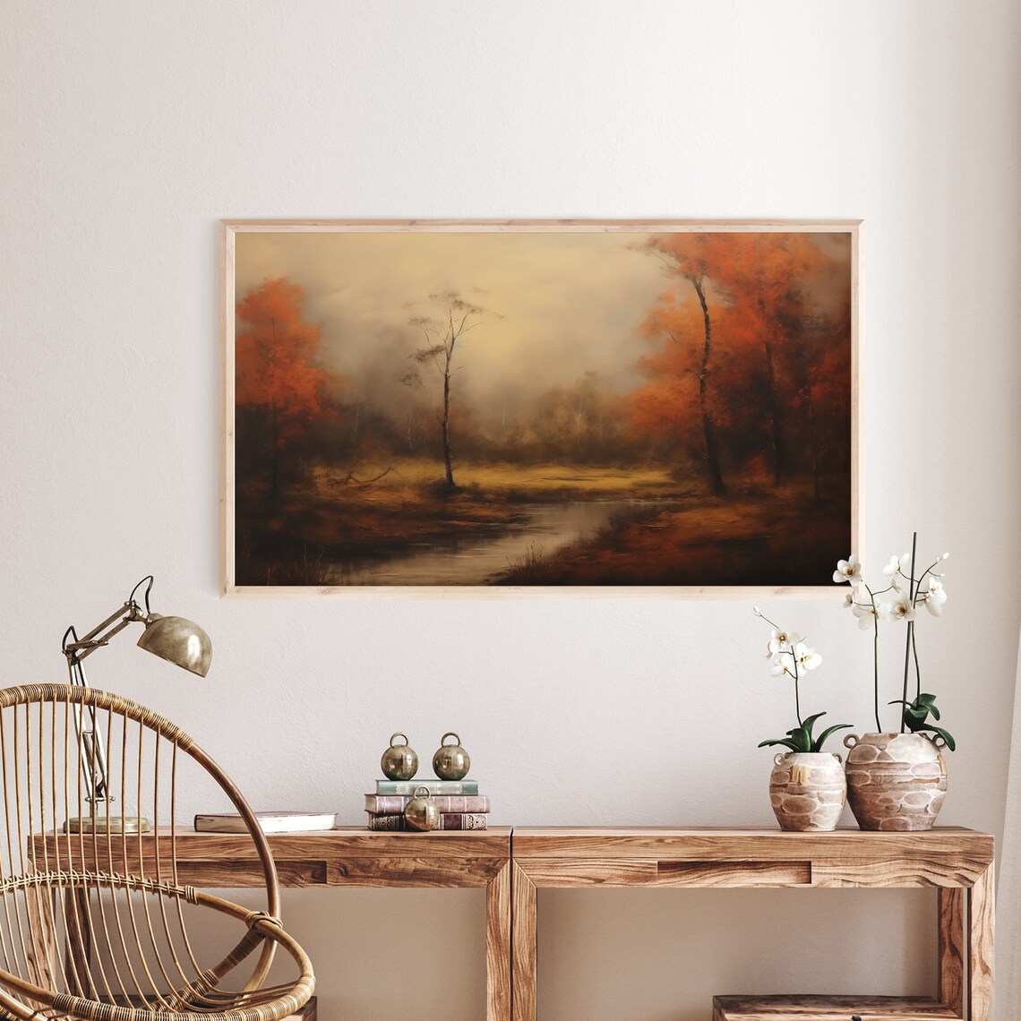 Autumn TV Frame Art, Moody Fall Halloween Decor - Image 3