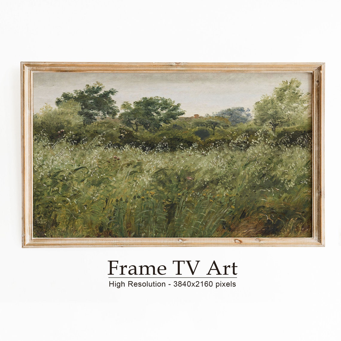 Frame Tv Art Landscape Field Summer Farmhouse Decor Vintage Spring Landscape Oil Painting Vintage Oil Painting