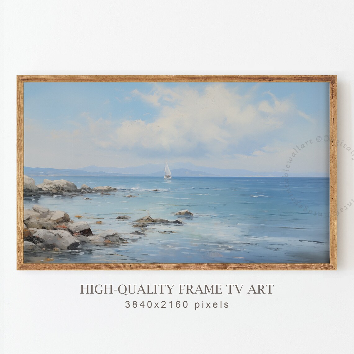 Sailboat Ocean Seascape Rocky Shore Summer Coastal Water Poster - Image 4