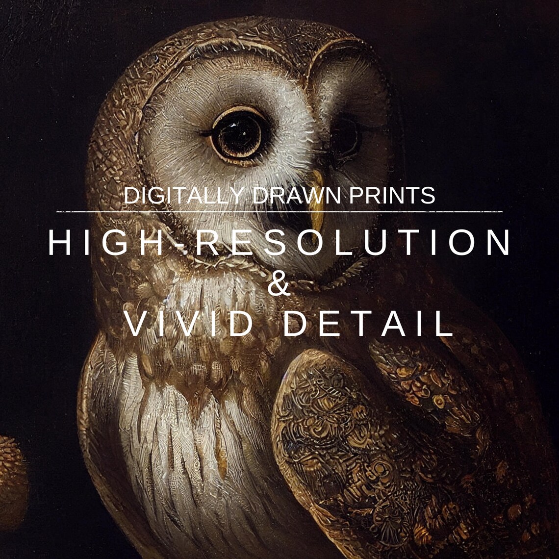 Dark Academia Owl Print, Gothic Vintage Wall Art - Image 3