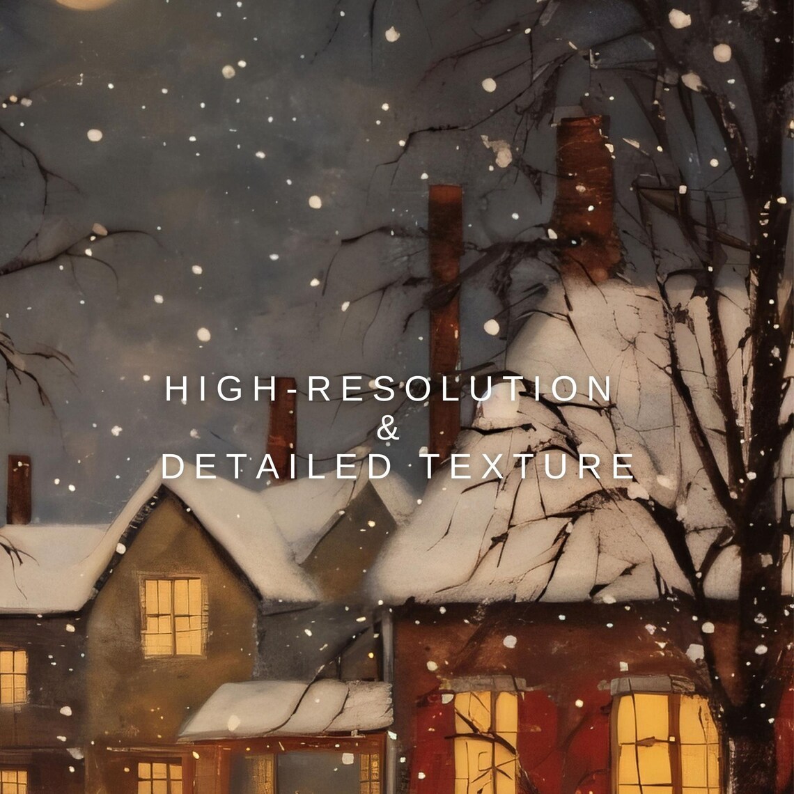 Vintage Christmas Winter Village Landscape Art Print - Image 2