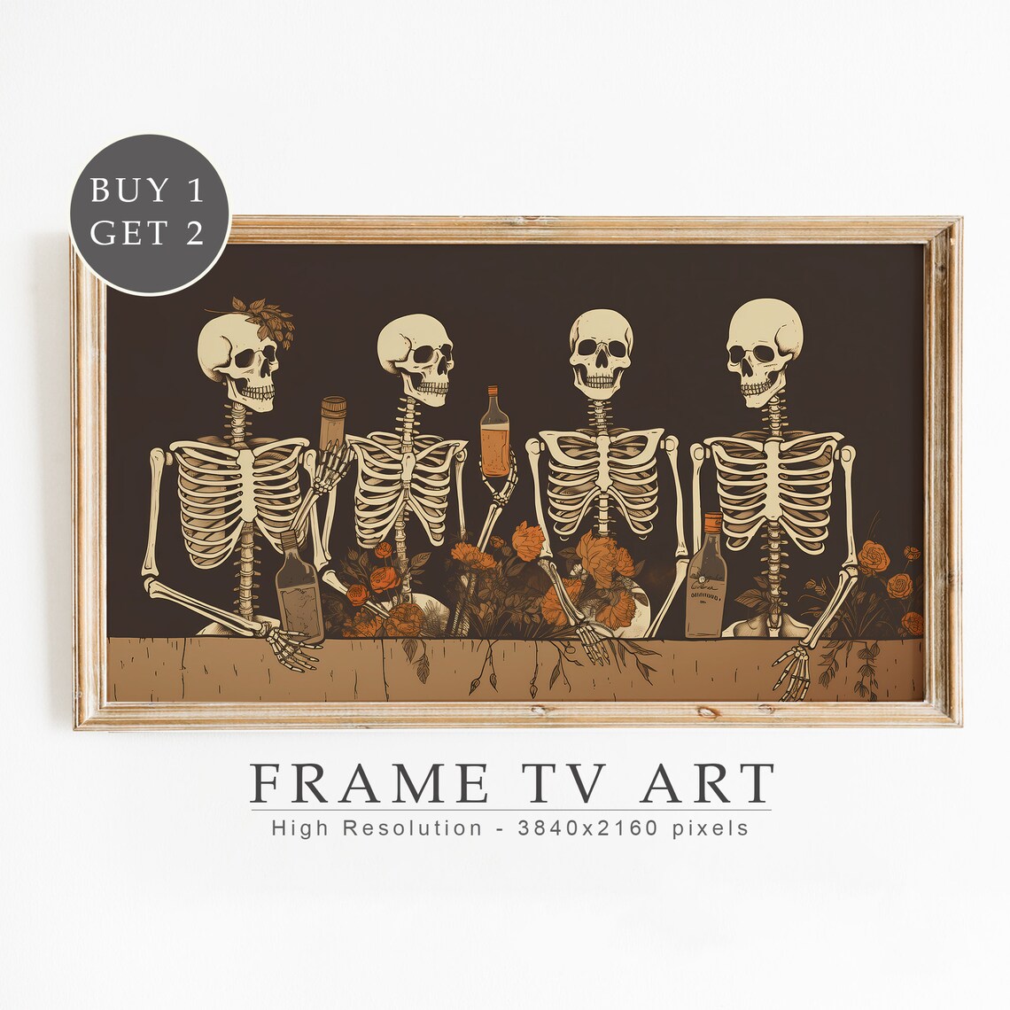 Funny Skeletons Halloween Modern Bar Art Print
