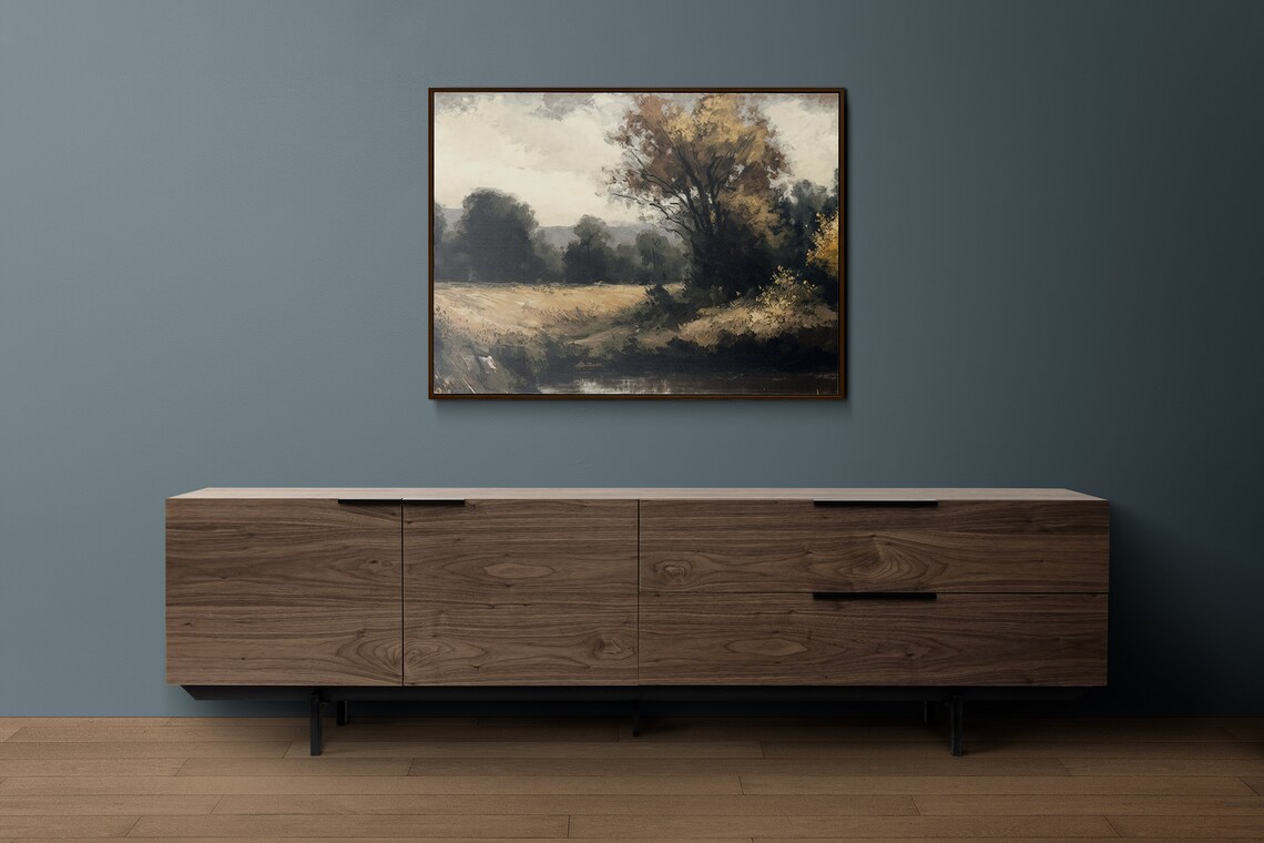 Moody Country Landscape Painting Wall Art Print - Image 2