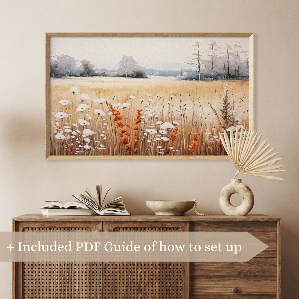 Winter Wild Flowers Field Vintage Art Print - Image 2