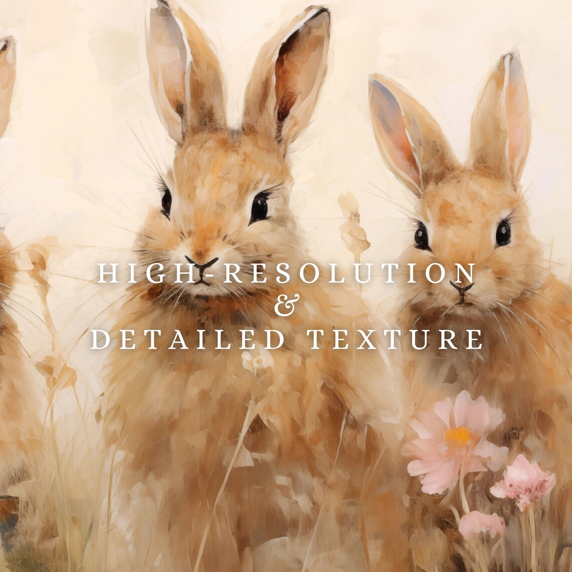 Easter Bunny Art Print, Farmhouse Wildflower Field - Image 2