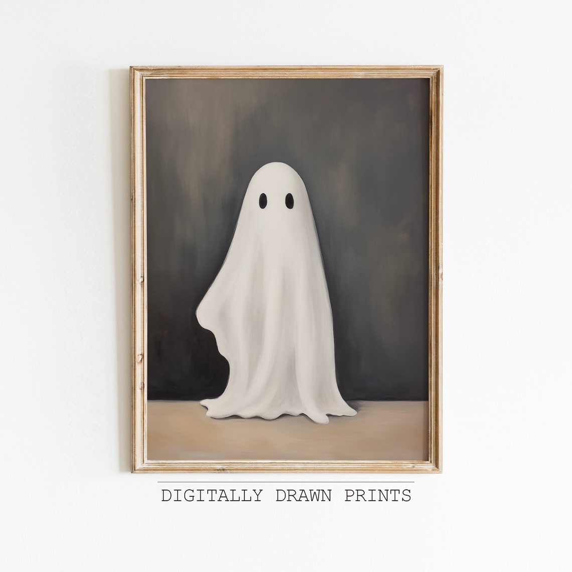 Minimalist White Ghost Dark Background Spooky Halloween Poster