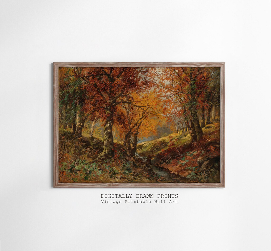 Antique Autumn Painting, Vintage Rustic Fall Art Print - Image 3