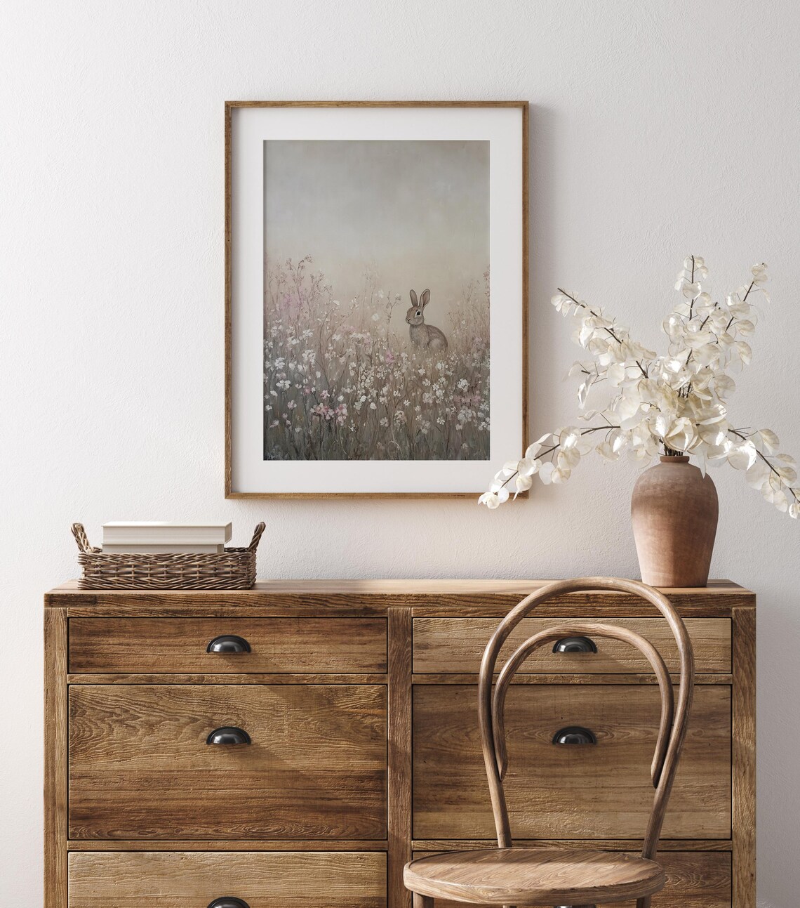 Vintage Easter Bunny Print, Neutral Spring Decor - Image 3