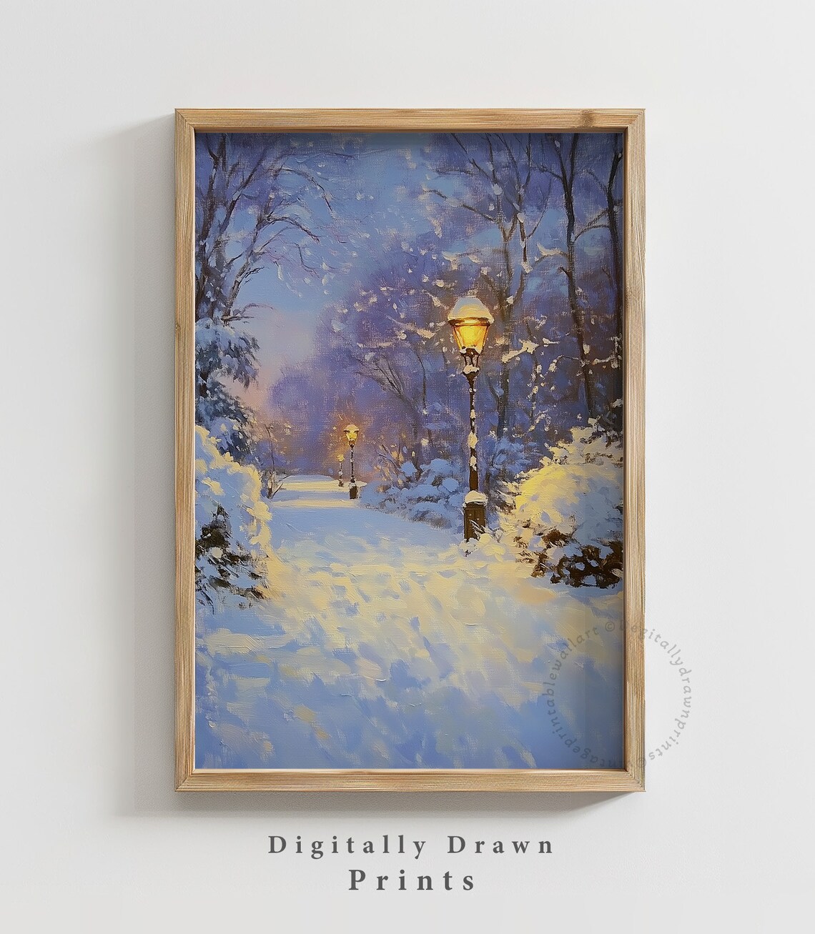 Moody Winter Landscape Vintage Christmas Art Print